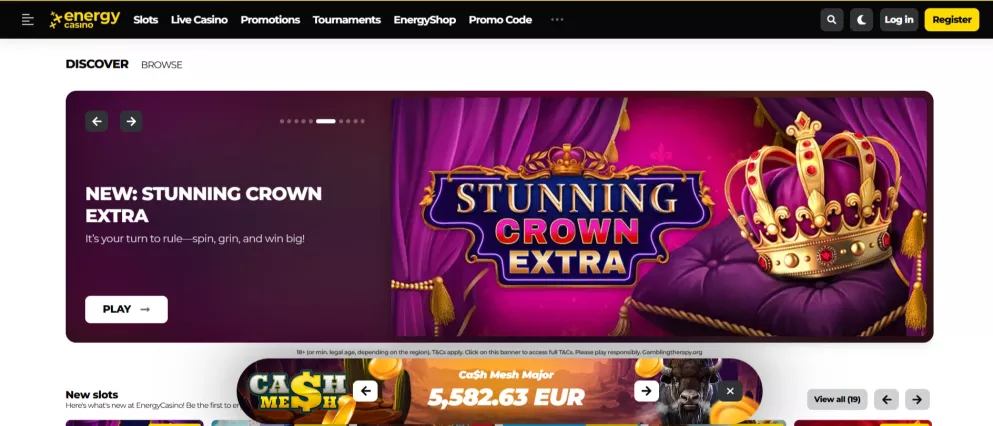 Energy Casino – 100% Willkommensbonus + 400 Freispiele für neue Spieler in Deutschland